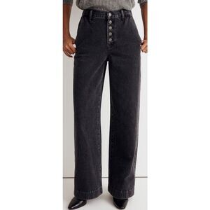MADEWELL Superwide Leg Jean Petite 25P Selwick Wash Button Front NWT B74